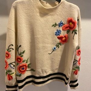 Embroidered Anthropologie sweater